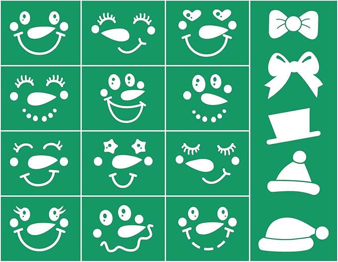 JAJADO Snowman Face Small Christmas Stencil Silk Screen Transfers Xmas Joy Screen Print Stencil Holiday Self Adhesive Silk Screen Stencils for Crafts on Wood, Fabric, Glass, Mug, DIY Christmas Decor