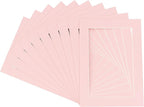 Pack of TEN 8x10 Mats Bevel Cut for 5x8 Photos - Acid Free Pink Precut Matboards For Pictures, Photos, Framing - 4-ply Thickness