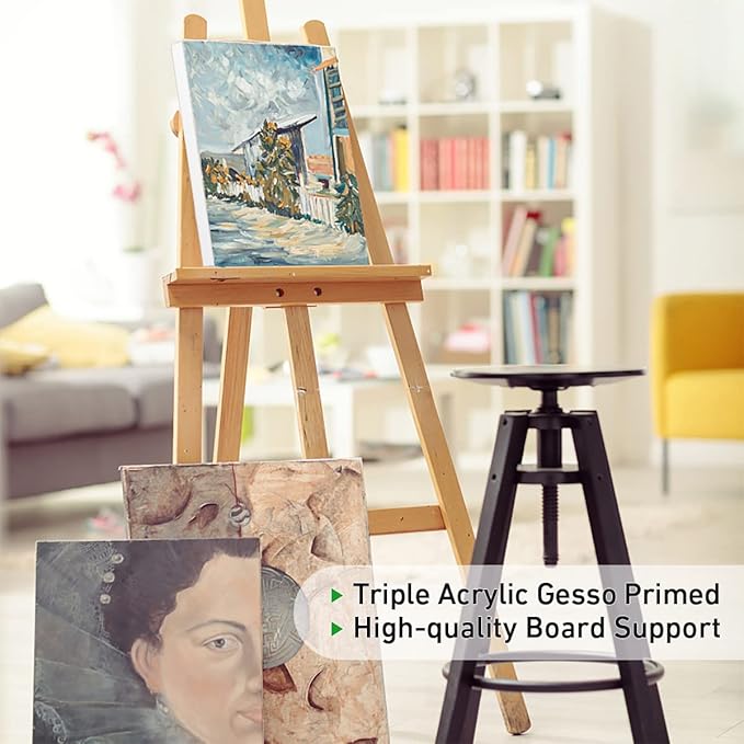 GOTIDEAL Stretched Canvas, 16x20 Inch Set of 5, Primed White - 100% Cotton Artist Canvas Boards for Painting, Acrylic Pouring, Oil Paint Dry & Wet Art Media