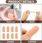 20PCS Silicone Finger Sleeve Thumb Guard, Finger Condom for Wounds Hand Eczema, Finger Arthritis, Thumb Bandage Injury Prevention Gloves Thumb Glove Protector 2 Sizes Gel Finger Support Cots(Nude)