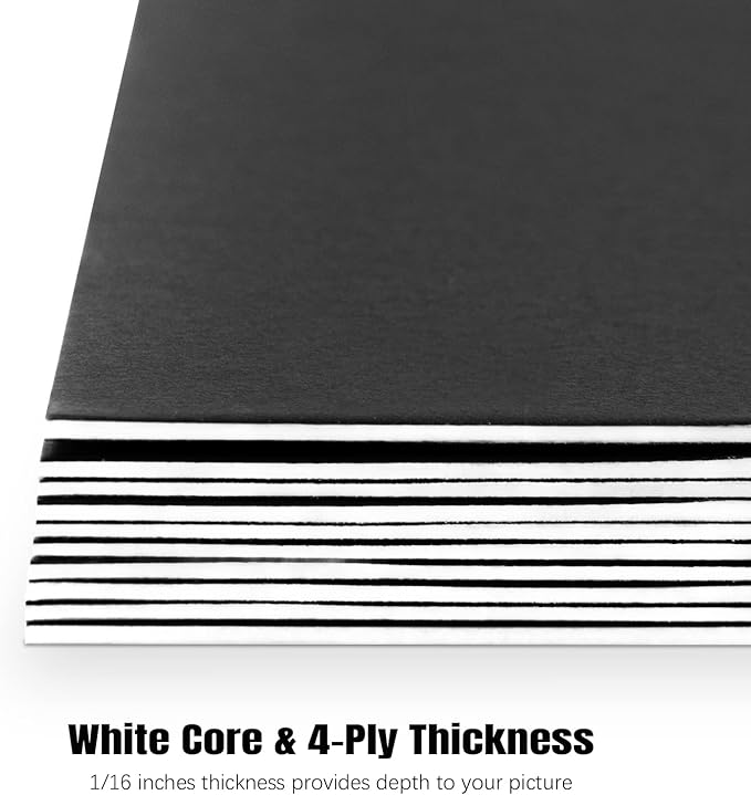 AUEAR, 15 Pack 12x16 Uncut Matte Boards Black Photo Mat Board Great for Picture Framing, Print, Artwork