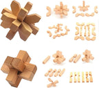 18 Pack Wooden Brain Teaser Puzzles Wooden Burr Puzzles Brain Teaser Puzzle with Gift Packing Box Magic Puzzle Games Toys for Kids and Adults by AHYUAN (Natural Wood)