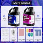 GRLELOU Epoxy Resin Kit 1 Gallon, Crystal Clear Epoxy Resin Easy Mix 1:1, Not Yellowing, Bubble Free, High Gloss, Self Leveling Coating & Casting for Jewelry Making, DIY Craft Wood Molds (0.5 gal×2)