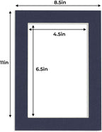 5x7 Mat for 8.5x11 Frame - Precut Mat Board Acid-Free Navy 5x7 Photo Matte Made to Fit a 8.5x11 Picture Frame, Premium Matboard for Family Photos, Show Kits, Art, Picture Framing, Pack of 25 Mats
