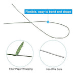 PATIKIL 26 Gauge 16" Floral Stem Wire, 100 Pcs Paper Wrapped Iron Artificial Flower Stem Accessories for DIY Bouquet Stem and Craft Decoration, Dark Green