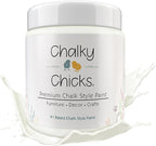 Chalky Chicks All-in-One Chalk Paint for Furniture or Cabinet - 16 Fl Oz - Matte Finish Buttermilk (White) for Metal, Wood Furniture Paint - No Sanding All-in-One for Home Decor & Crafts, USA Made