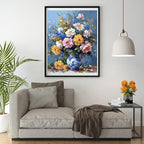 Moohue 14ct Counted Stamped Cross Stitch Kits for Adults Elegant Flowers Printed Cross Stitch Patterns Art Crafts Cross Stitch Supplies (Flowers 2)