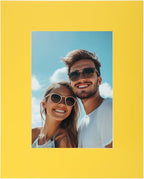 uxcell Picture Mats, 8 x 10 Mat Board Center for 5 x 7 Pictures Acid Free White Core Bevel Cut Frame Mattes with Backing for Display Art Measuring, Yellow