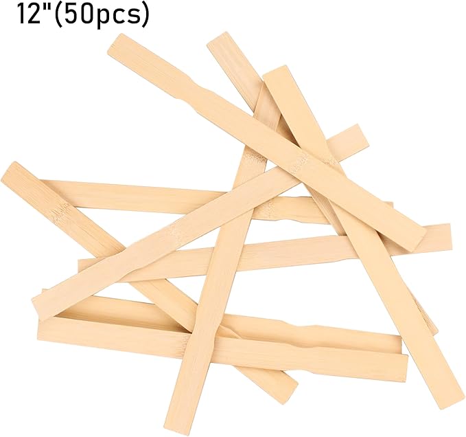 Wooden Paint Stir Sticks - Rewiss Paint Sticks 12 Inch Wood Stirrers Paddles Resin or Kids Wooden Craft Sticks, Garden and Library Markers(Pack of 50)