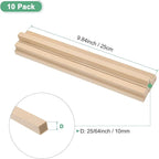 10-Pack Wood Square Dowel Rods, 25/64 x 10 Inch Unfinished Wooden Square Dowel Rod, Hardwood Square Dowel Sticks for Crafts/DIY Projects/Models Making [Wood Color]