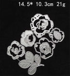 Cutting Dies Metal Stencils Scrapbooking Tools Flowers Lace Frame DIY Embossing Template for Paper Card Making Album Arts Crafts Supplies (Layer Flower B-14.5x10.3cm)