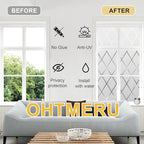 Window Privacy Film Decorative for Front Door, Bathroom Static Cling Stained Glass Sticker Opaque Heat Control UV Blocking Non-Adhesive for Home,Grid 35.4 x 78.7 inches