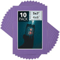Mat Board Center, Pack of 10, 5x7 for 4x6 Color Mats - Bevel Cut, Acid Free, 4-ply Thickness, White Core - for Pictures, Photos, Framing, African Violet Color