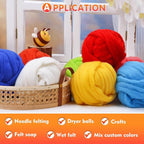 3.53oz Wool Roving Yarn, Wool Felting Supplies, Pure Wools, Chunky Yarn, Spinning Wool Roving for Needle Felting Wet Felting DIY Hand Spinning (Light Green)