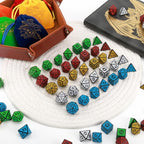 DND Dice Set 35 Pcs Polyhedral Dungeons and Dragons Rolling Dice for D&D RPG MTG Table Games Dice Bulk with Colorful Drawstring Bags and Dice Tray (Retro)