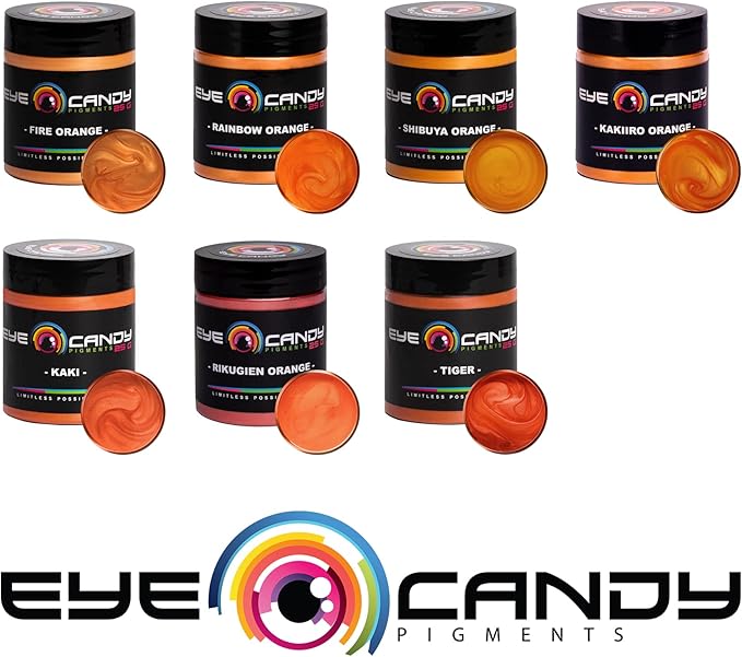 Eye Candy Pigments Premium Orange Mica Powder - Fire Orange (50gr) - for Epoxy, Resin, Soap, Paint, Woodworking, Acrylic Pouring, Bath Bombs, Fishing Lures - DIY Arts and Crafts Additive