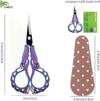 BIHRTC 4.5 Inch Vintage Embroidery Scissors with Artificial Leather Cover Stainless Steel Sharp Pointed Tip Scissors Shears Cross Stitch Sewing Crochet Scissors for Crafting Crochet Sewing