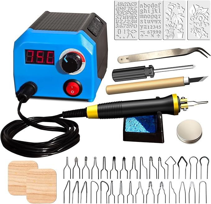 LH55-1 wood burning kit,wood burning tool,digitally adjustable temperature wood burner kit,professional wood burner tool kit for adults beginners craft,pyrography pen (LH55-A pen)