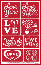 Over'N'Over Reusable Glass Etching Stencils – Durable Self-Stick Designs for Glass, Mirrors, and Ceramics with Armour Etch Cream – 5” x 8” Stencil Sheet - Love U More