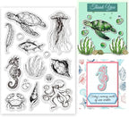 Summer Ocean Sea Turtle Clear Stamps for DIY Craft Turtle Clear Stamps for Card Making Decoration Marine Shell Starfish Animals Seahorse Transparent Silicone Seals Stamp Rubber Stamps Decor