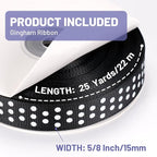 Polka Dot Grosgrain Ribbon 5/8 Inch, 25 Yards Spool Black and White Dot Craft Ribbon for Christmas Gift Wrapping DIY Crafts Hair Bows Wedding Party Decor Sewing and Home Decoration