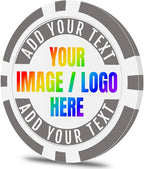 50 Custom Poker Chips, Personalized with Your own Logo, Photo or Text - 11.5g Casino Chips for Poker Gram, Tournaments, Business Card, Token
