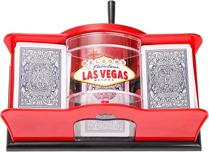 Frcctre Manual Card Shuffler 2 Deck with Hand Crank, Manual Poker Card Shuffler Cards Mixer Machine for Standard Size Playing Cards