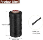 uxcell Flat Leather Sewing Waxed Thread, 140m / 153 Yards Polyester Wax String, 300D Wax Stitching Cord for Leather Crafts, Bookbinding, Bracelets Braided, Black