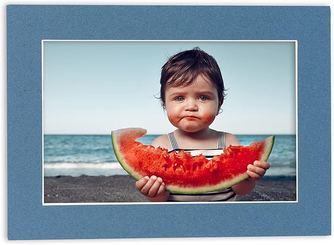 8x10 Mat Bevel Cut for 5.5x8.5 Photos - Acid Free Steel Blue Precut Matboard - For Pictures, Photos, Framing - 4-ply Thickness