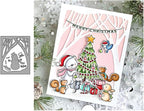 Cutting Dies Metal Stencils Scrapbooking Tools Flowers Lace Frame DIY Embossing Template for Paper Card Making Album Arts Crafts Supplies (Snowman Jungle Frame-11.1x14.2cm)