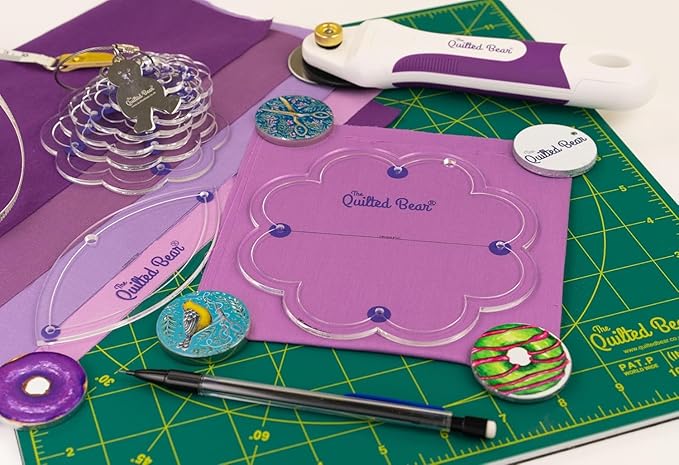 The Quilted Bear Leaf Quilting Templates – 8 Clear Non-Slip Acrylic Quilt Templates for Precise Fabric Cutting & Stress-Free Machine Quilting - Ideal for Quilt & Sewing Supplies (¾–3")