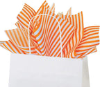 Flexicore Packaging Orange Pin Stripe Print Gift Wrap Tissue Paper Size: 15 Inch X 20 Inch | Count: 50 Sheets | Color: Orange Pin Stripe