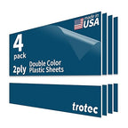 Trotec TroLase | 12"x20"x1/16", 4 Pcs | Blue/White | 2 Ply | Modified Acrylic | Laser Engraving Double Color Plastic Sheet | Engraving Blanks for Laser, Saw, Guillotine | Made in USA