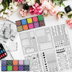 29 Pcs Journal Stamps for Crafting Card Making Supplies Set Include 3 Acrylic Clear Stamp Blocks, 6 Clear Silicone Stamps Seals, 20 Craft Ink Pads Calendar Planner Stamp for DIY