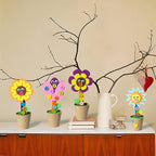 WATINC Mother's Day Spring Felt Flower Craft Kits - Make Your Standing Flowers Gift Crafts with Buttons Flower Pot Decor, DIY Flowers Decorations Home School Fun Activities for Mom Kids (16Pcs)