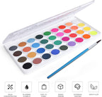 AROIC Watercolor Paint Set, 36-Color Watercolor Paint with 10 Brushes, Non-Toxic Washable Watercolors for Kids & Adults, Art Supplies for Painting, Drawing, DIY Crafts, School, Classroom, Artist Use