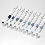 9 Color Acrylic Paint Markers, Water-Based Acrylic Markers for Artists Adults Coloring Drawing Cartoon Anime Comic - Brush Tip for Rock Painting, Wood, Canvas, Fabric (Gray Wolf Series)