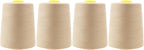 Mandala Crafts 4 Pack of Serger Threads Cones Spools - 20S/2 24000 Yards Polyester Natural Threads for Sergers Machine and Overlock Quilting Sewing Machine