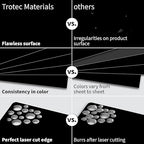Trotec TroLase | 12"x20"x1/16", 4 Pcs | Black/Silver | 2 Ply | Modified Acrylic | Laser Engraving Double Color Plastic Sheet | Engraving Blanks for Laser, Saw, Guillotine | Made in USA