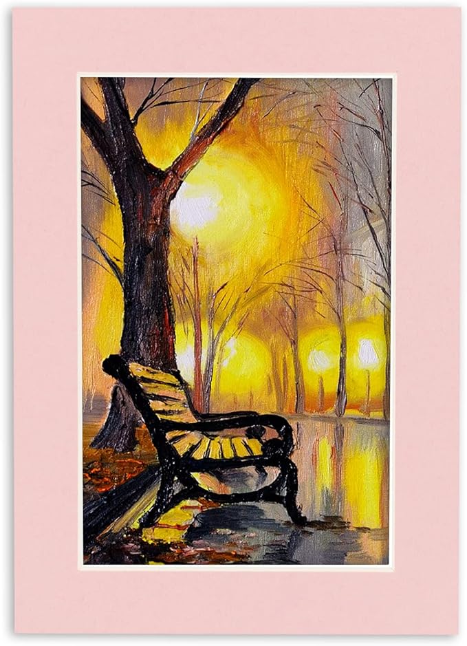8.5x11 Mat Bevel Cut for 7x9 Photos - Acid Free Pink Precut Matboard With Backing Board and Crystal Clear, Self Seal Photo Mat Bag - For Pictures, Photos, Framing - 4-ply Thickness