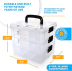 Bins & Things Clear 3-Tier Stackable Storage Containers with Lids - 18 Adjustable Compartments for Bead - Organizing Drawers for Jewelry, Kids Toys, Makeup