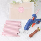 Pearl Pink Sealing Wax Sticks, WASOHLING 20Pcs Glue Gun Wax Seal Sticks for Wax Seal Stamp, Pink Wax Seals for Wedding Invitation Envelope Letter Seals, Craft Adhesive (Mini Size)