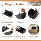 4 Set Wooden CD Storage Box Holder Shelf Cassette Tape Display Racks with Carrying Handles, Organizer Shelf for Movie Cases, DVDs, Each Set Can Store up to 36 Pcs CDs (Black)