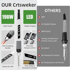 Soldering Iron Kit, 190W Soldering Gun, 110V LED Solder Kit for Electronics, Adjustable Temperature 356-932℉, Includes Solder Wire, Sucker, Tips, Stand, Tweezers, Paste and Solid Wood Box, White