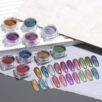 10 Colors Holographic Nail Powder, Holo Aurora Iridescent Metallic Mirror Laser Effect Chrome Pigment Glitter Dust for Salon Home Nail Art DIY Decorations