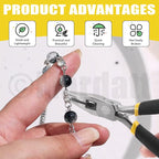 Mardatt 1250Pcs Jewelry Making Supplies Kit Includes 10 Colors 8mm Crystal Beads, Jewelry Pliers, Wires, Jump Ring Opener, Tweezers, Awl, Thimble Ring Jewellry Accessories for Jewellry Repair