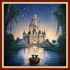 Joyhoor Cross Stitch Kits for Beginners Stamped Cross-Stitch Supplies Needlework preprint Embroidery Kits for Adults DIY Needlepoint Kits Embroidery Patterns 11CT-Dream Castle 18x18 inchs