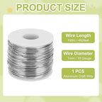 MECCANIXITY 18 Gauge Anodized Aluminum Craft Wire Bendable Bonsai Training Wire 492 Feet 1mm for Sculpting Crafts Wreath Floral Beading Jewelry Making, Silver Tone