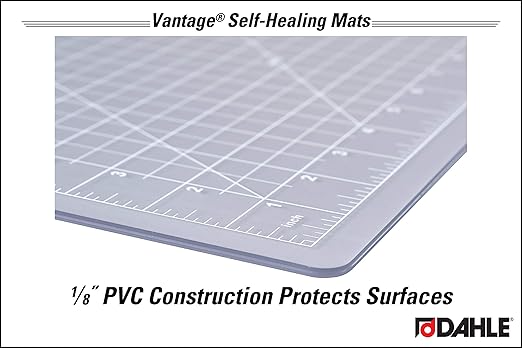 Dahle Vantage 10682 See-Through Premium Self-Healing Cutting Mat, 18"x24", 1/2" Grid, 5 Layers for Max Healing, Perfect for Crafts & Sewing, Clear