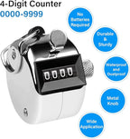 Tally Counter, 4-Digit Clicker Counter, Metal Hand Tally Counters Clicker Pitch Counter for Counting, Knitting, Coaching, Golf, Lap, Fishing